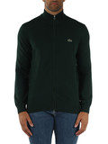 VERDE SCURO | Cardigan con zip in cotone regular fit