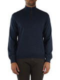 BLU | Maglia collo a zip in lana vergine