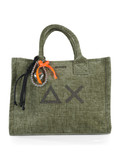 SALVIA | Borsa tote in velluto CALI Midi con stampa logo glitterata