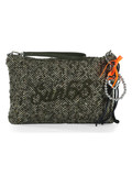 VERDE SCURO | Pochette in misto lana con logo frontale