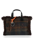 MARRONE | Borsa in misto lana CALI Midi con logo frontale