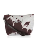 MARRONE | Pochette effetto cavallino con ricamo logo