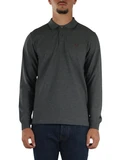 GRIGIO | Polo manica lunga in cotone piquet