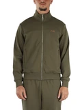 VERDE MILITARE | Felpa in misto cotone con zip e ricamo logo