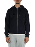 BLU SCURO | Felpa in misto cotone con zip e cappuccio