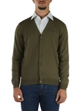 VERDE MILITARE | Cardigan in lana merino e cotone