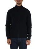 BLU SCURO | Cardigan a costine con zip in misto lana merino e cashmere