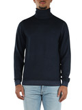 BLU | Maglia collo alto in lana merino effetto vintage
