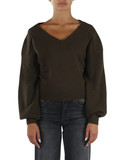VERDE MILITARE | Maglia collo a V cropped in lana RINGHIO