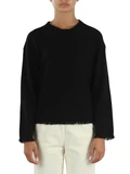 NERO | Maglia in lana merino e cashmere con polsi e fondo sfrangiati