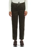 VERDE SCURO | Pantaloni con coulisse in velluto a costine