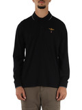 SCHWARZ | Langarm-Poloshirt Regular Fit aus Piqué-Baumwolle