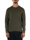 VERDE MILITARE | Maglia girocollo in cotone e lyocell con ricamo logo