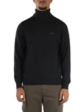 GRIGIO SCURO | Maglia collo alto in lana merino con ricamo logo