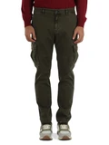 VERDE SCURO | Pantalone cargo regular fit in cotone stretch