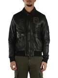 NERO | Giacca Pilot in pelle con patch logo