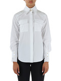 BIANCO | Camicia in cotone stretch con collo alto a punta
