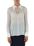 avorio | Blusa in georgette con dettagli logo rimovibili