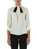 PANNA | Blusa in georgette con dettaglio effetto cravattino