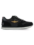 NERO | Sneakers in tessuto ed ecosuede con patch logo
