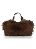 MARRONE | Borsa a mano DUA Medium in pelle ed ecopelliccia