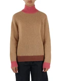 BEIGE | Rollkragenpullover aus Alpaka-Mischung mit kontrastierenden Einsätzen