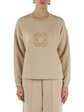 BEIGE | Felpa girocollo in scuba di misto modal