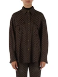 MARRONE | Overshirt stampa geometrica in misto viscosa
