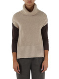 BEIGE | Gilet poncho in misto lana merino e lurex