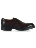 borgogna | Mocassino in pelle con lavorazione stile brogue