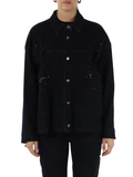 BLU SCURO | Overshirt in denim con ricami e paillettes