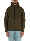VERDE MILITARE | Giacca felpa RODRIGO in tessuto Teddy