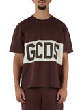 MARRONE | T-shirt in cotone loose fit con inserti stampa logo
