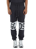 GRAU | Sporthose aus angerauter Baumwolle mit Logo-Print-Einsätzen