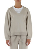BEIGE | Felpa collo a V in cotone