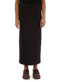 MARRONE | Gonna midi in cotone felpato