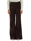 MARRONE | Pantalone svasato in velluto