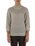 BEIGE | Lochstrickpullover aus Alpaka-Mohair-Mischung