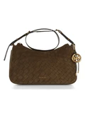 VERDE MILITARE | Borsa a spalla in suede intrecciato NOLITA Medium