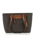 MARRONE | Borsa tote stampa logo JET SET TRAVEL Medium