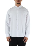 BIANCO | Camicia in misto cotone con ricamo logo sul retro