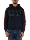 BLU SCURO | Felpa comfort fit in cotone con zip e cappuccio
