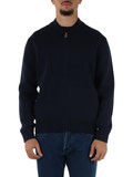 BLU SCURO | Cardigan con zip in lana e cotone Classic fit