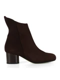 MARRONE | Stivaletti in suede BETTA 01 con tacco in legno