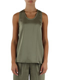 VERDE MILITARE | Top svasato in satin