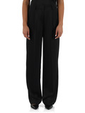 NERO | Pantalone gamba larga in satin con pinces