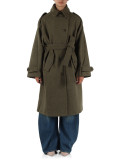 VERDE MILITARE | Cappotto con cintura in misto lana melton