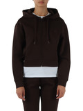 MARRONE | Felpa con zip e cappuccio in misto cotone