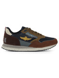 BLU CHIARO | Sneakers in tessuto ed ecosuede con patch logo
