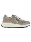 BEIGE | Sneakers in suede e tessuto con placca logo